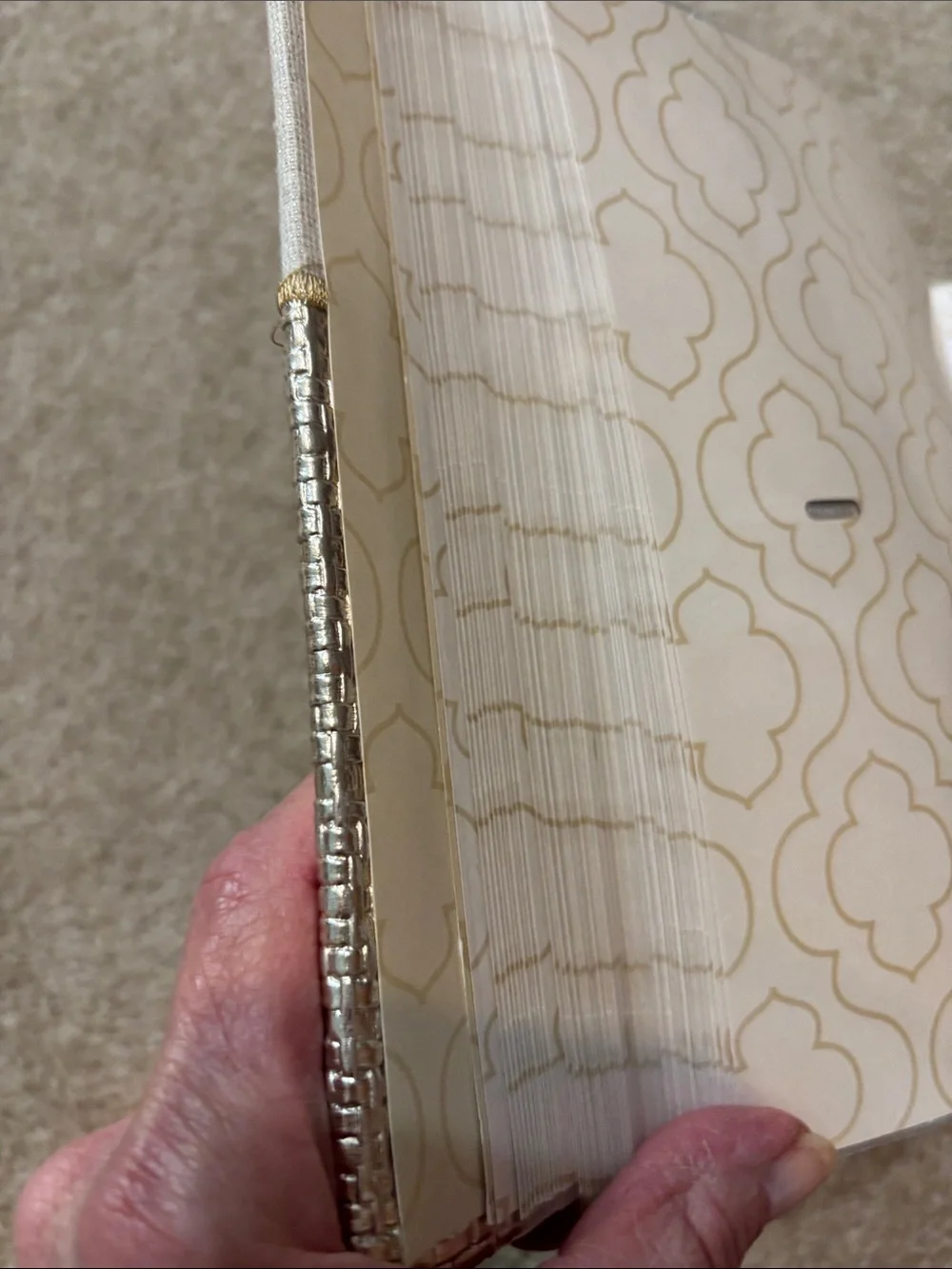 Nicole Miller Metallic Gold and Cream Textured Photo album